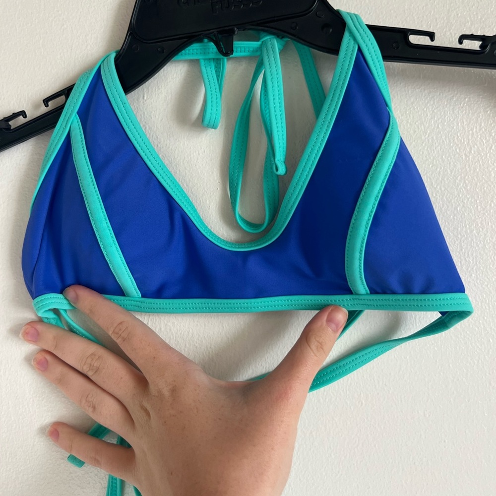 Xhilaration, Swim suit top, S/P, never worn, purple + teal, tie around neck back
